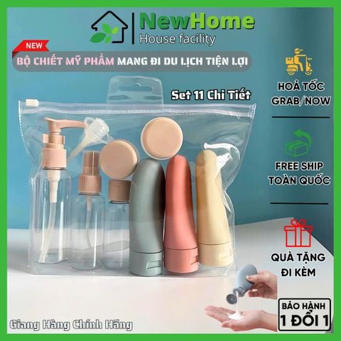 Bộ Chiết Mỹ Phẩm 11 Chi Tiết, Chiết Dầu Gội - Sữa Tắm Mang đi Du Lịch Tiện Lợi.
