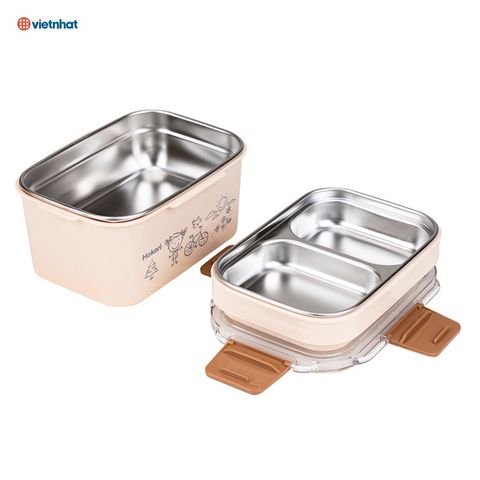 Hộp Đựng Cơm 2 Tầng Hokori Lòng Inox Không Gỉ Nhựa Viêt Nhật Cao Cấp.
