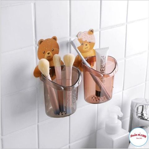 Cốc Đựng Bàn Chải, Kem Đánh Răng Hình Gấu Dễ Thương Gắn Tường Cao Cấp