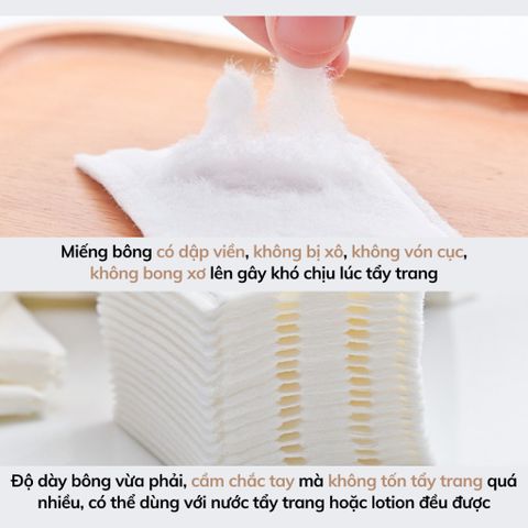 Bông Tẩy Trang Cotton Hai Mặt Dùng Một Lần 3 Lớp Siêu Mềm Hàng Nhập Khẩu [Set 222 Miếng]
