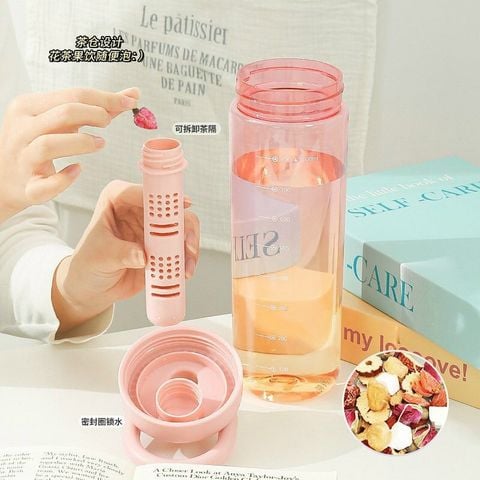 Bình Nước Nhựa 1000ML Có Lõi Ngâm Detox Kèm Quai Sách Đi Dã Ngoại - Thể Thao Tiện Dụng.