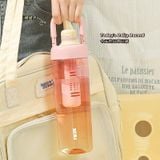 Bình Nước Nhựa 1000ML Có Lõi Ngâm Detox Kèm Quai Sách Đi Dã Ngoại - Thể Thao Tiện Dụng.