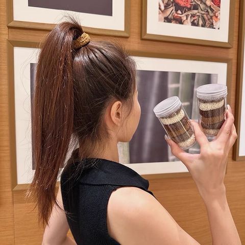 Hộp Set 6 Dây Thun Buộc Tóc Không Đường May Cao Cấp Màu Trơn Phong Cách Hàn.