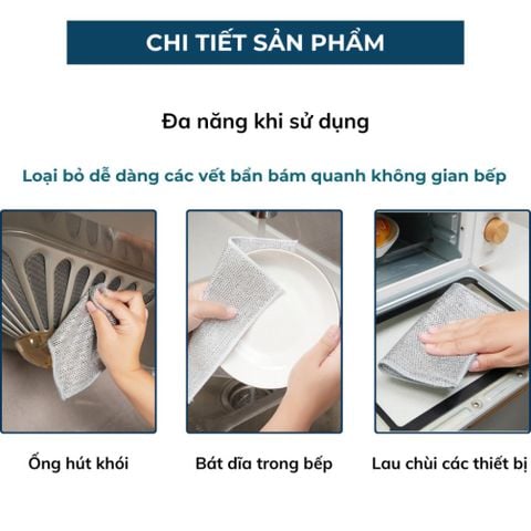 Khăn Rửa Chén Dây Kim Loại 2 Lớp - Cọ Rửa Xoong Nồi Tiện Lợi Không Bào Mòn.
