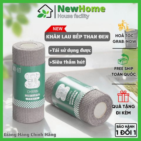 Cuộn Khăn Lau Bếp Than Đen Siêu Thấm Hút Lau Sạch Vết Dầu Mỡ Cứng Đầu Nhất - Có Thể Tái Sử Dụng