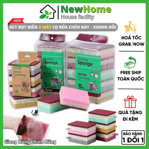 Gói 5 Miếng Bọt Biển 2 Mặt Cọ Rửa Chén Bát - Xoong Nồi Tiện Dụng Hàng Nội Địa Trung.
