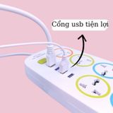 Ổ Cắm Điện Đa Năng 6 Lỗ Tích Hợp 4 Cổng USB Sạc Điện Thoại Tiện Dụng