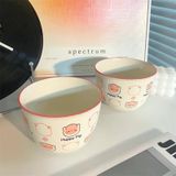 Bộ 2 Bát Sứ Kèm 2 Thìa Mặt Cười, Bát Heo Hồng, Bát Cún, Bát Mèo Hàng Loại 1 Siêu Đẹp.