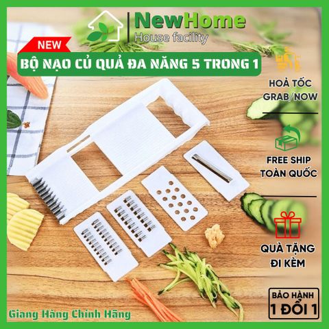 Bộ Nạo Củ Quả Đa Năng 5 Trong 1 Cắt Hoa Quả, Bào Lát Mỏng Tiện Lợi