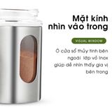 Hũ Đựng Gia Vị, Đựng Tăm Bằng Thủy Tinh Bọc Inox Cao Cấp Sang Trọng Tiện Dụng.