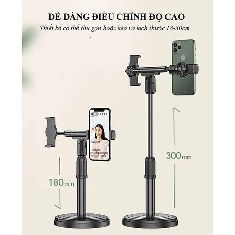 Giá Đỡ Điện Thoại Livestream - Kẹp Điện Thoại Để Bàn Đa Năng Có Thể Điều Chỉnh Xoay 360.