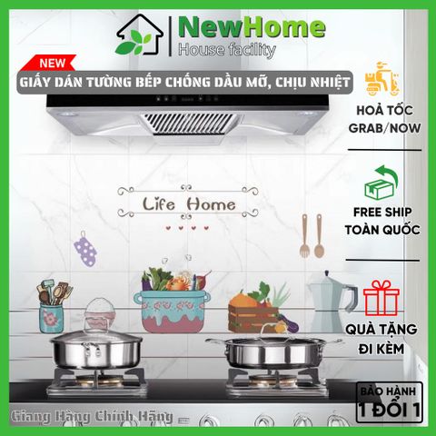 Giấy Dán Tường Bếp Chống Dầu Mỡ, Chịu Nhiệt, Decal Dán Bếp 3D Họa Tiết Kích Thước 90x60cm