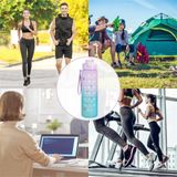 Bình Nước 900ML Hottrend Có Vạch Nhắc Nhở Uống Nước Tặng Kèm Ống Hút, Quai Sách và Sticker Dán.
