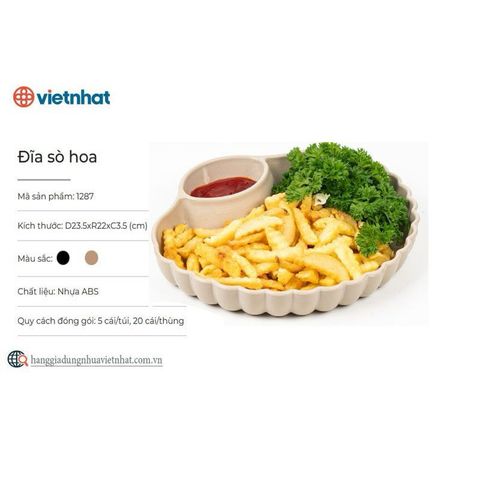 Đĩa Sò Hoa Có Ngăn Đựng Gia Vị/Nước Chấm Tiện Lợi - Chất Liệu Nhựa Việt Nhật Cao Cấp Dày Dặn.