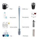 Cọ Rửa Ly Silicon Mềm Dẻo Cán Dài, Vệ Sinh Ly, Cốc, Bình Sữa Hiệu Quả - Không Gây Trầy Xước.