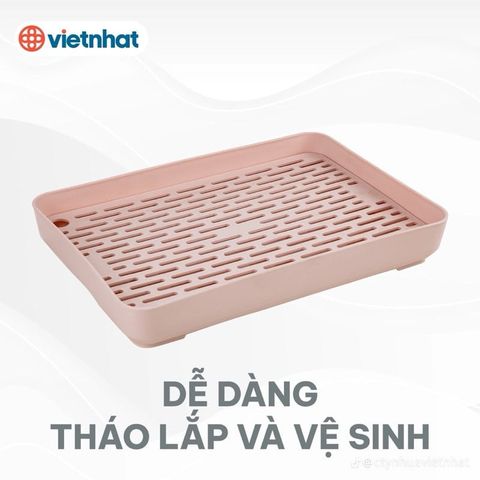 Khay Úp Ly, Cốc - Khay Để Ấm Chén Nhựa Việt Nhật 5658 Có Lưới Thoát Nước Tiện Dụng.