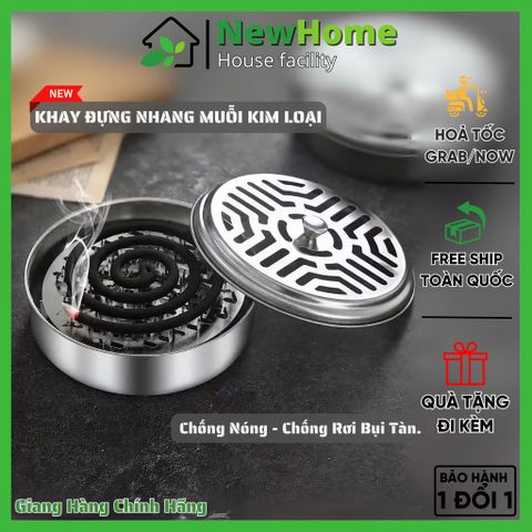 Khay Đựng Nhang Muỗi Kim Loại Có Nắp Đậy Tiện Lợi Chống Nóng - Chống Rơi Bụi Tàn.