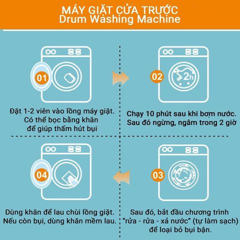 Hộp 12 Viên Nén Vệ Sinh Lồng Máy Giặt - Tẩy Cặn Bẩn - Diệt Khuẩn Lồng Giặt Tăng Tuổi Thọ Máy Giặt