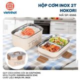 Hộp Đựng Cơm 2 Tầng Hokori Lòng Inox Không Gỉ Nhựa Viêt Nhật Cao Cấp.