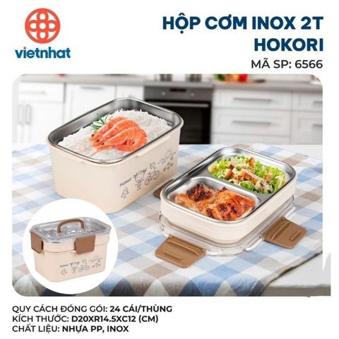 Hộp Đựng Cơm 2 Tầng Hokori Lòng Inox Không Gỉ Nhựa Viêt Nhật Cao Cấp.