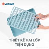 Khay Úp Ly, Cốc - Khay Để Ấm Chén Nhựa Việt Nhật 5658 Có Lưới Thoát Nước Tiện Dụng.
