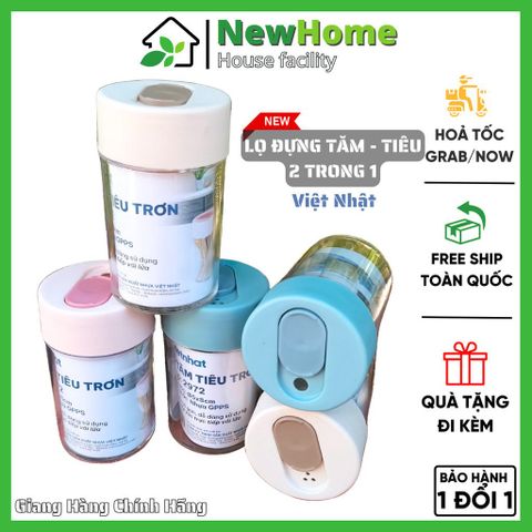 Lọ Đựng Tăm Tiêu, Hũ Đựng Gia Vị Trơn 2 Trong 1 - Hàng Nhựa Việt Nhật Chất Lượng Cao.
