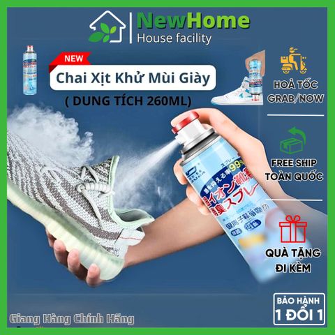 Chai Xịt Khử Mùi Giày Công Nghệ Bạc AG+ Dung Tích 260ml Khử Mùi Giày, Dép, Mũ Bảo Hiểm 24h