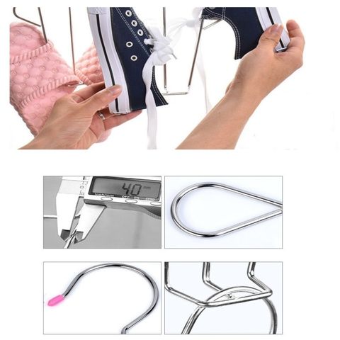 Móc Phơi Giày Dép Inox Không Gỉ - Phơi Giày Dép Nhanh Khô, Khung Móc Cứng Cáp Giữ Form Giày Dép.