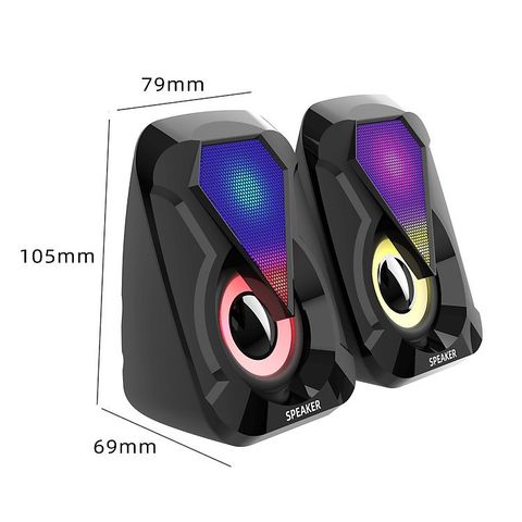 Loa Máy Vi Tính, Loa Mini Leerfei Speaker E-1053 Có LED RGB  Bass Căng Chất Lượng