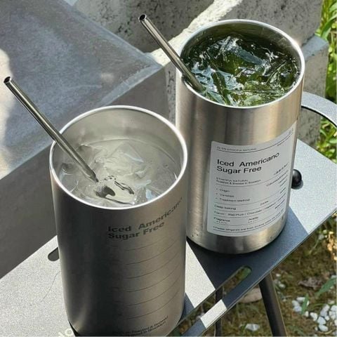Ly Giữ Nhiệt Americano Inox 304 Cao Cấp Không Gỉ 600ml - Tặng ống Hút Siêu Tiện Lợi Hàng Nhập Khẩu