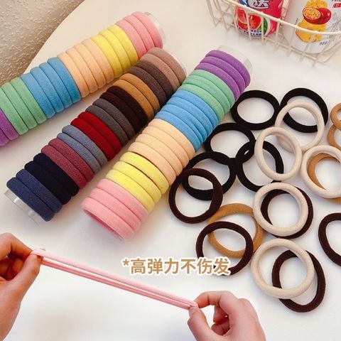 Hộp 20 Chun Buộc Tóc Nhiều Màu Sắc, Dây Buộc Tóc Trơn Kèm Ống Đựng Trong Suốt