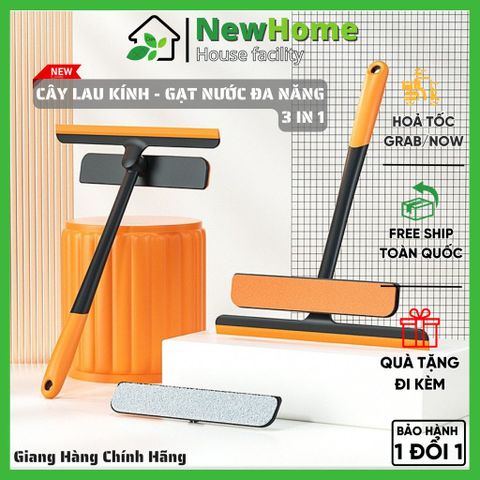 Cây Lau Kính 3 Chức Năng K11 Kèm Gạt Nước Silicon Xoay 360 độ Tiện Lợi.