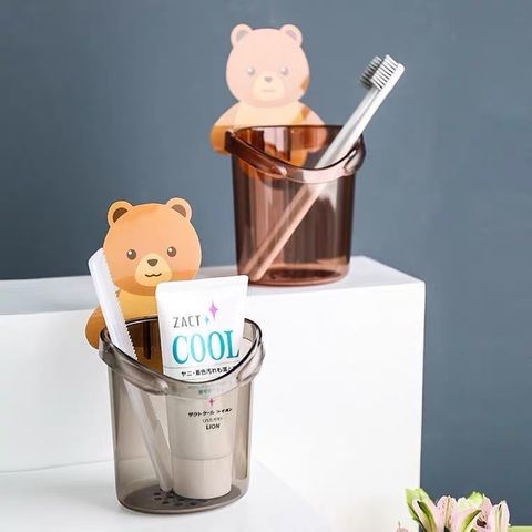 Cốc Đựng Bàn Chải, Kem Đánh Răng Hình Gấu Dễ Thương Gắn Tường Cao Cấp