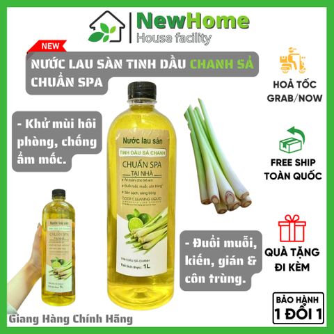Nước Lau Sàn Nhà Chứa Tinh Dầu Chanh Sả Chuẩn Spa Đuổi Muỗi, Kiến, Gián, Côn Trùng - Chai 1 Lít