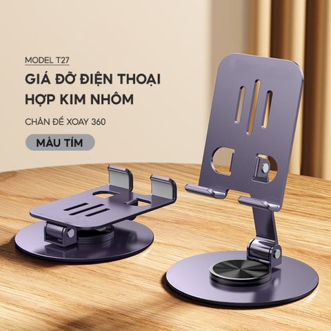 Giá Đỡ Điện Thoại Máy Tính Bảng Xoay 360 Hợp Kim Nhôm, Kệ Điện Thoại Xem Phim Livestream.