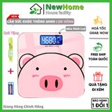 Cân Điện Tử, Cân Sức Khỏe Thông Minh Hình Lợn Hồng Cute Có Màn Hình Led Cao Cấp Tặng Kèm Thước Dây.