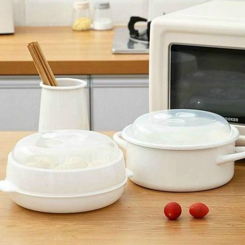 Bộ Khay Hấp Lò Vi Sóng Việt Nhật 2 Tầng Chất Lượng Cao Chịu Nhiệt Tốt