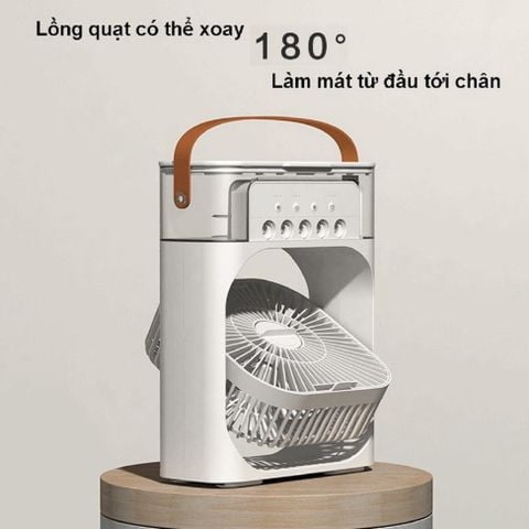 Quạt Hơi Nước Phun Sương Mini 600ml Thiết Kế 5 Vòi Phun Sương Tích Hợp Đèn Ngủ.