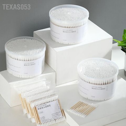 Hộp 500 Tăm Bông Ngoáy Tai Thân Gỗ 2 Đầu Tròn Dùng Một Lần Dành Cho Gia Đình Hàng Nội Địa Trung.