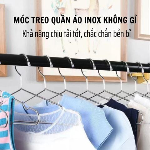 Set 10 Móc Treo Quần Áo Chất Liệu Inox 304 Cao Cấp Bền Đẹp - Chịu Tải Tốt.