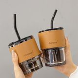 Ly Thủy Tinh Gorgous 450ml - Có Nắp và Ống Hút Tặng Kèm Quai Da Cực Đẹp