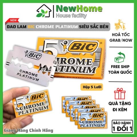 Dao Lam Bic Chrome Platinum Sắc Bén - Hộp 5 Lưỡi Hàng Nhập Khẩu.