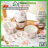 Bộ 2 Bát Sứ Kèm 2 Thìa Mặt Cười, Bát Heo Hồng, Bát Cún, Bát Mèo Hàng Loại 1 Siêu Đẹp.