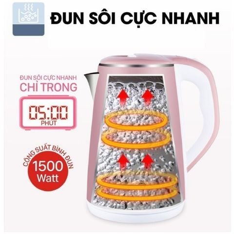 Ấm Đun Nước Siêu Tốc Thái Lan 2.5L Tự Động Ngắt Khi Đun Sôi Chống Nóng Chống Giật Tiết Kiệm Điện