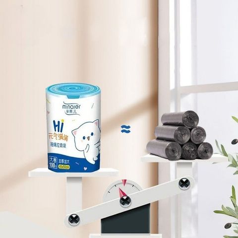 Túi Đựng Rác Có Dây Buộc Siêu Dày Dai Chắc Chắn, Chống Rò Rỉ Nước Siêu Dai, Cuộn 100 Túi