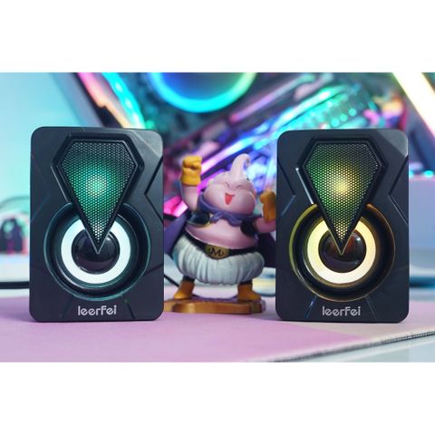Loa Máy Vi Tính, Loa Mini Leerfei Speaker E-1053 Có LED RGB  Bass Căng Chất Lượng