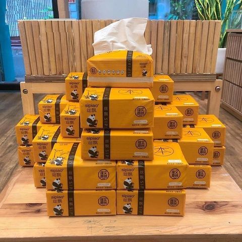 Set 10 Gói Khăn Giấy Ăn Gấu Trúc Sipiao Siêu Dai, Mềm Mịn Tiện Lợi Không Chất Tẩy Trắng