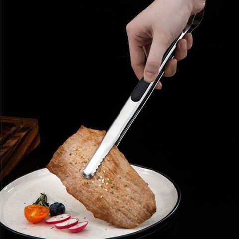 Kẹp Gắp Thức Ăn Bằng Inox Bọc Nhựa Chống Nóng Cao Cấp, Gắp Đồ Nướng - Chiên Đồ Ăn Tiện Lợi.