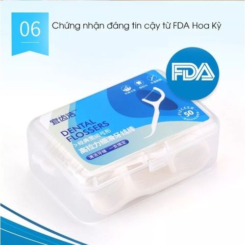 Hộp 50 Que Tăm Chỉ Nha Khoa Loại Tốt Dùng 1 Lần - Sợi Chỉ Mảnh Hỗ Trợ Tối ưu Cho Răng