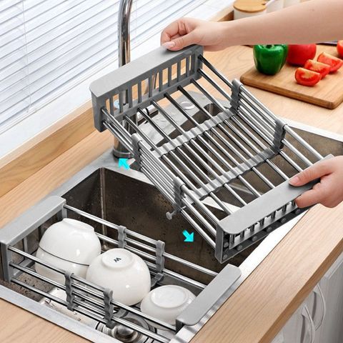 Kệ Rổ Inox Gác Bồn Rửa Chén Bát Đa Năng Chất Liệu Inox 304 Không Gỉ Có Thể Điều Chỉnh Kích Thước.